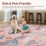 Ultra Soft Area Rug, Non Slip, Stain Resistant, Washable Area Rugs for Living Room, Bedroom, Luxurious Watercolor Floral Theme(Pink)