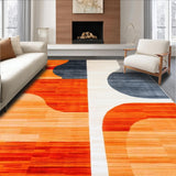 Ultra Soft Area Rug, Non Slip, Stain Resistant, Washable Area Rugs for Living Room, Bedroom, Chic Modern Organic Shapes(Orange)