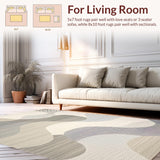 Ultra Soft Area Rug, Non Slip, Stain Resistant, Washable Area Rugs for Living Room, Bedroom, Sophisticated Muted Geometric Motif(Beige)