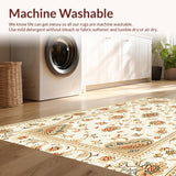 Ultra Soft Area Rug, Non Slip, Stain Resistant, Washable Area Rugs for Living Room, Bedroom, Vintage Paisley Floral Entryway Non-Slip Rug(Beige)