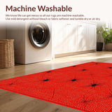 Ultra Soft Area Rug, Non Slip, Stain Resistant, Washable Area Rugs for Living Room, Bedroom, Elegant Black and Red Motif(Red)