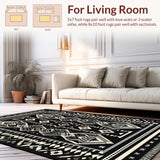 Ultra Soft Area Rug, Non Slip, Stain Resistant, Washable Area Rugs for Living Room, Bedroom, Trendy Monochrome Animal Motif(Black)
