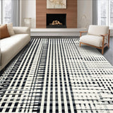Ultra Soft Area Rug, Non Slip, Stain Resistant, Washable Area Rugs for Living Room, Bedroom, Monochrome Dash Runner Carpet, Linear Art Rug, Modern Graphic Floor Decor(Black)