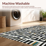 Ultra Soft Area Rug, Non Slip, Stain Resistant, Washable Area Rugs for Living Room, Bedroom, Stylish Black and White Patterned Area Rug, Chic Design for Any Space(Black)