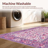 Ultra Soft Area Rug, Non Slip, Stain Resistant, Washable Area Rugs for Living Room, Bedroom, Serene Minimalist Botanical Outline(Pink)