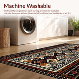 Ultra Soft Area Rug, Non Slip, Stain Resistant, Washable Area Rugs for Living Room, Bedroom, Vibrant Earth Tones with Tribal Motifs(Brown)