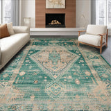 Ultra Soft Area Rug, Non Slip, Stain Resistant, Washable Area Rugs for Living Room, Bedroom, Transitional Subtle Patterned Design(Green)