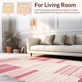 Ultra Soft Area Rug, Non Slip, Stain Resistant, Washable Area Rugs for Living Room, Bedroom, Stylish Minimalist Patterned Design(Beige)