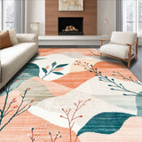 Ultra Soft Area Rug, Non Slip, Stain Resistant, Washable Area Rugs for Living Room, Bedroom, Transitional Cozy Abstract Aesthetic(Orange)