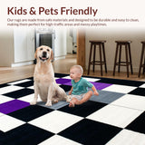 Ultra Soft Area Rug, Non Slip, Stain Resistant, Washable Area Rugs for Living Room, Bedroom, Sophisticated Monochrome Shapes(Black)