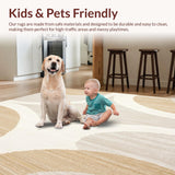 Ultra Soft Area Rug, Non Slip, Stain Resistant, Washable Area Rugs for Living Room, Bedroom, Elegant Area with Gentle Swirls and Contemporary Flair(Beige)