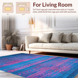 Ultra Soft Area Rug, Non Slip, Stain Resistant, Washable Area Rugs for Living Room, Bedroom, Dynamic Blue Pink Mosaic Theme(Blue)