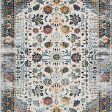 Ultra Soft Area Rug, Non Slip, Stain Resistant, Washable Area Rugs for Living Room, Bedroom, Artistic Ogee Floral Theme(Gray)