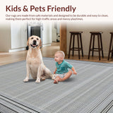 Ultra Soft Area Rug, Non Slip, Stain Resistant, Washable Area Rugs for Living Room, Bedroom, Contemporary Grey and White Pattern(Gray)