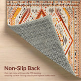 Ultra Soft Area Rug, Non Slip, Stain Resistant, Washable Area Rugs for Living Room, Bedroom, Vibrant Vintage Geometric Flair(Orange)