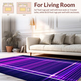 Ultra Soft Area Rug, Non Slip, Stain Resistant, Washable Area Rugs for Living Room, Bedroom, Bright Iridescent Kaleidoscopic Pattern(Purple)