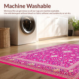 Ultra Soft Area Rug, Non Slip, Stain Resistant, Washable Area Rugs for Living Room, Bedroom, Cozy Pastel Medallion Aesthetic Rug(Pink)