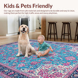 Ultra Soft Area Rug, Non Slip, Stain Resistant, Washable Area Rugs for Living Room, Bedroom, Modern Textured Organic Shapes(Blue)