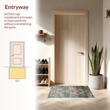 Ultra Soft Area Rug, Non Slip, Stain Resistant, Washable Area Rugs for Living Room, Bedroom, Sleek Contemporary Ogee Pattern(Beige)