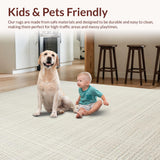 Ultra Soft Area Rug, Non Slip, Stain Resistant, Washable Area Rugs for Living Room, Bedroom, Sophisticated Subtle Ogee Style(Beige)