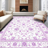 Ultra Soft Area Rug, Non Slip, Stain Resistant, Washable Area Rugs for Living Room, Bedroom, Eclectic White Blossom Artistry(White)