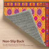 Ultra Soft Area Rug, Non Slip, Stain Resistant, Washable Area Rugs for Living Room, Bedroom, Striking Colorful Geometric Fusion(Orange)