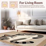 Ultra Soft Area Rug, Non Slip, Stain Resistant, Washable Area Rugs for Living Room, Bedroom, Charming Whimsical Tabby Design(Beige)