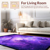 Ultra Soft Area Rug, Non Slip, Stain Resistant, Washable Area Rugs for Living Room, Bedroom, Brilliant Night Sky Tapestry Style(Purple)