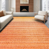 Ultra Soft Area Rug, Non Slip, Stain Resistant, Washable Area Rugs for Living Room, Bedroom, Distressed Ombre Rug with Rustic Hues and Abstract Linear Overlay Design(Orange)