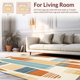 Ultra Soft Area Rug, Non Slip, Stain Resistant, Washable Area Rugs for Living Room, Bedroom, Whimsical Nautical Surfboard Design(Orange)