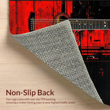 Artistic Black and White Guitar Motif(Red)