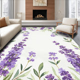 Ultra Soft Area Rug, Non Slip, Stain Resistant, Washable Area Rugs for Living Room, Bedroom, Rustic Vintage Botanical Flair(Purple)