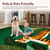 Ultra Soft Area Rug, Non Slip, Stain Resistant, Washable Area Rugs for Living Room, Bedroom, Vibrant Jungle Animal Motif(Green)