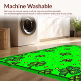 Ultra Soft Area Rug, Non Slip, Stain Resistant, Washable Area Rugs for Living Room, Bedroom, Rustic Low-Profile Clover Design(Green)