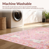 Ultra Soft Area Rug, Non Slip, Stain Resistant, Washable Area Rugs for Living Room, Bedroom, Delicate Pink Tulle Motif(Pink)