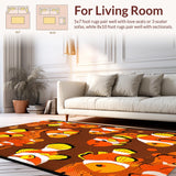 Ultra Soft Area Rug, Non Slip, Stain Resistant, Washable Area Rugs for Living Room, Bedroom, Cheerful Modern Aquatic Illustration(Orange)