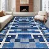 Ultra Soft Area Rug, Non Slip, Stain Resistant, Washable Area Rugs for Living Room, Bedroom, Serene Monochrome Abstract Flow(Blue)