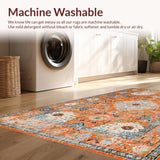 Ultra Soft Area Rug, Non Slip, Stain Resistant, Washable Area Rugs for Living Room, Bedroom, Modern Eclectic Vintage Hue(Orange)