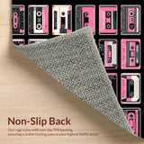 Ultra Soft Area Rug, Non Slip, Stain Resistant, Washable Area Rugs for Living Room, Bedroom, Lively 80s Inspired Soundscape(Pink)