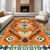 Ultra Soft Area Rug, Non Slip, Stain Resistant, Washable Area Rugs for Living Room, Bedroom, Vibrant Tribal Color Splash(Orange)