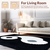 Ultra Soft Area Rug, Non Slip, Stain Resistant, Washable Area Rugs for Living Room, Bedroom, Philosophical Indoor Bath Rug for Zen Decor(Black)