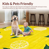 Ultra Soft Area Rug, Non Slip, Stain Resistant, Washable Area Rugs for Living Room, Bedroom, Playful Citrus Graphic Delight(Yellow)