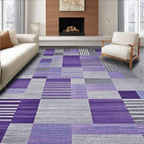 Ultra Soft Area Rug, Non Slip, Stain Resistant, Washable Area Rugs for Living Room, Bedroom, Geometric Purple Grey Elegance(Purple)