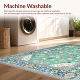 Ultra Soft Area Rug, Non Slip, Stain Resistant, Washable Area Rugs for Living Room, Bedroom, Vintage Floral Pastel Elegance(Blue)
