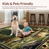 Ultra Soft Area Rug, Non Slip, Stain Resistant, Washable Area Rugs for Living Room, Bedroom, Vibrant Earth Toned Wildlife Design(Brown)