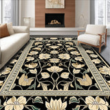 Ultra Soft Area Rug, Non Slip, Stain Resistant, Washable Area Rugs for Living Room, Bedroom, Chic Reversible Backyard Area for Patio Decor and Picnics(Black)