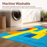 Ultra Soft Area Rug, Non Slip, Stain Resistant, Washable Area Rugs for Living Room, Bedroom, Whimsical Color Splash Design(Blue)