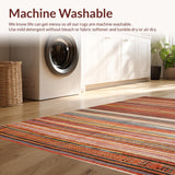 Ultra Soft Area Rug, Non Slip, Stain Resistant, Washable Area Rugs for Living Room, Bedroom, Chic Cozy Striped Canvas(Orange)