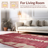 Ultra Soft Area Rug, Non Slip, Stain Resistant, Washable Area Rugs for Living Room, Bedroom, Unique Animal Print Boho Vibe(Red)