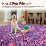 Ultra Soft Area Rug, Non Slip, Stain Resistant, Washable Area Rugs for Living Room, Bedroom, Trendy Artistic Geometric Composition(Pink)